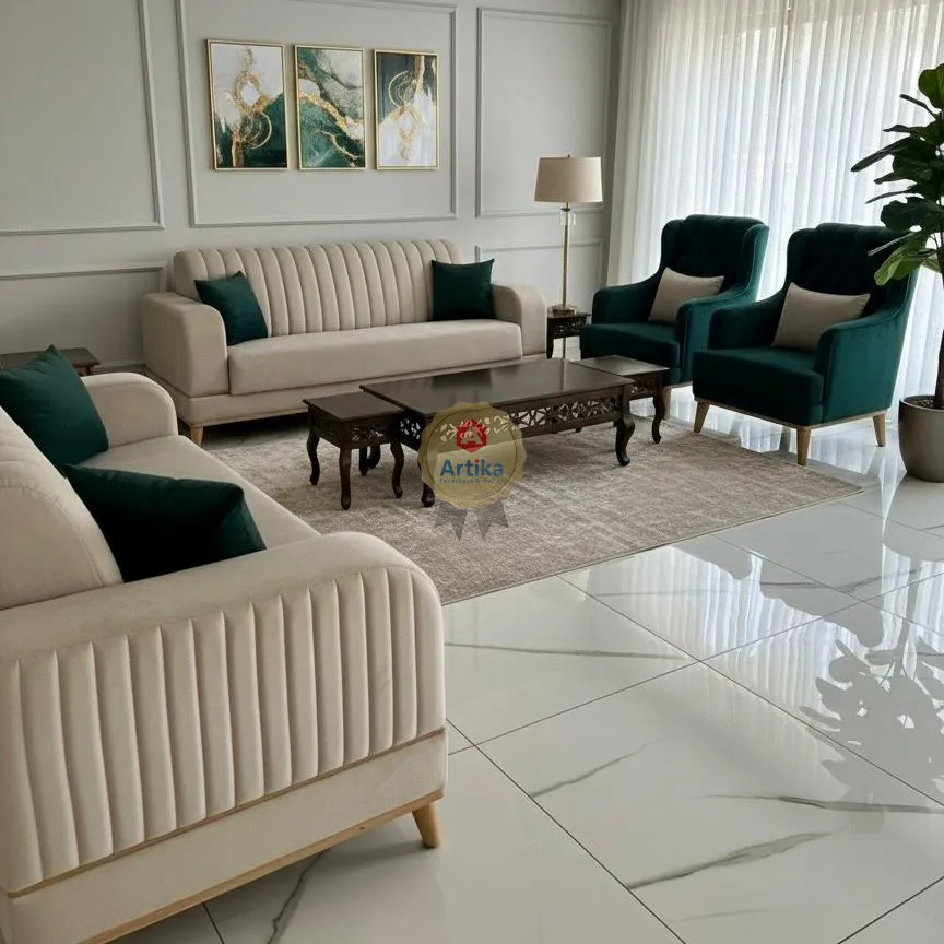 طقم كنب العصري بتفاصيل مضلعة