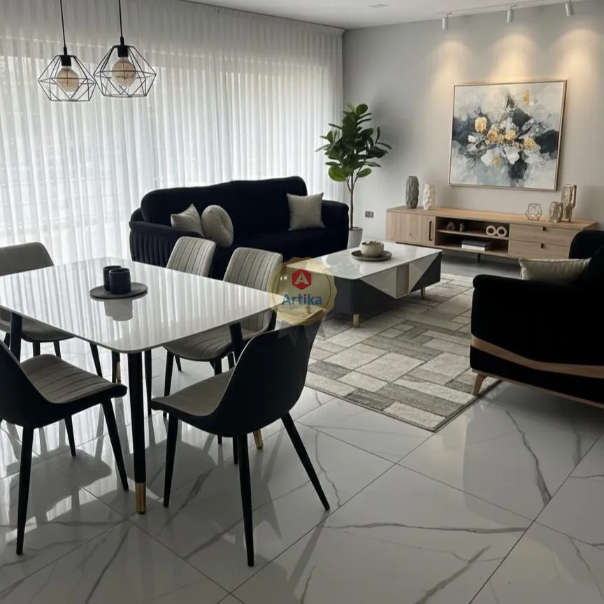 طقم كنب المودرن بتفاصيل مضلعة وإطارات خشبية