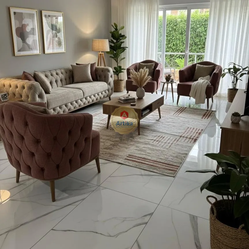 طقم كنب "هارموني" بتصميم الكابيتونيه الملتف