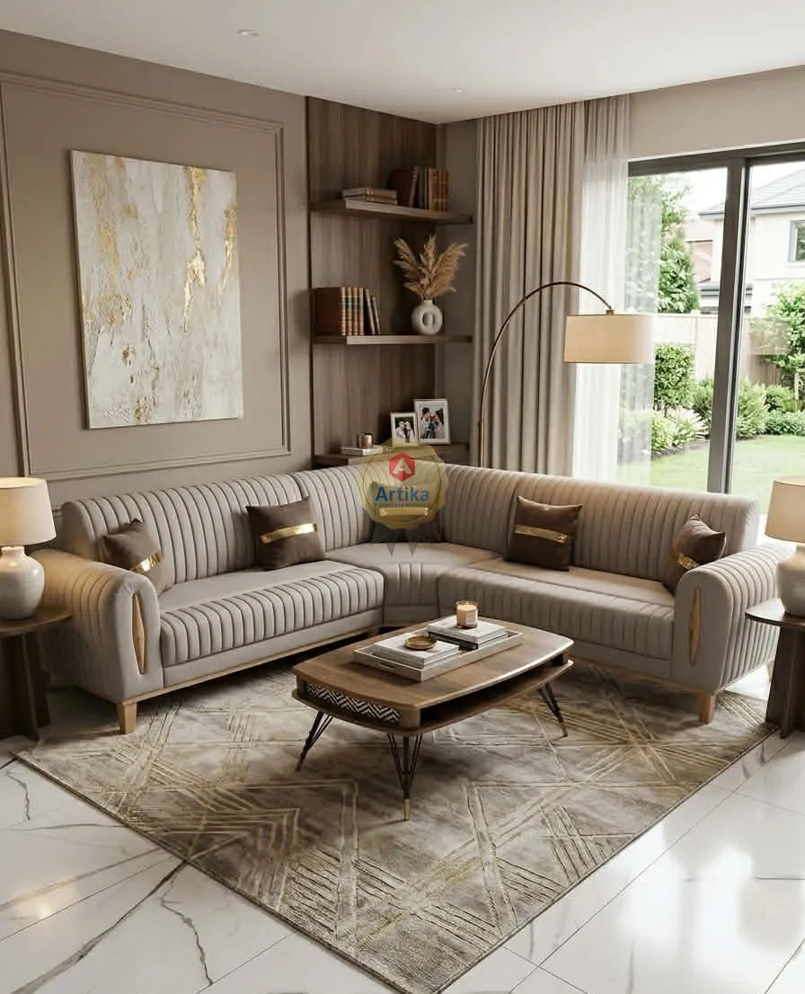 كنبة كورنر عصرية بأناقة دافئة ولمسة فخامة